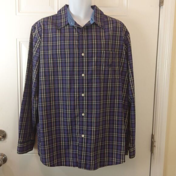 (3/$20) Chaps purple plaid long sleeve button down shirt - Picture 1 of 10